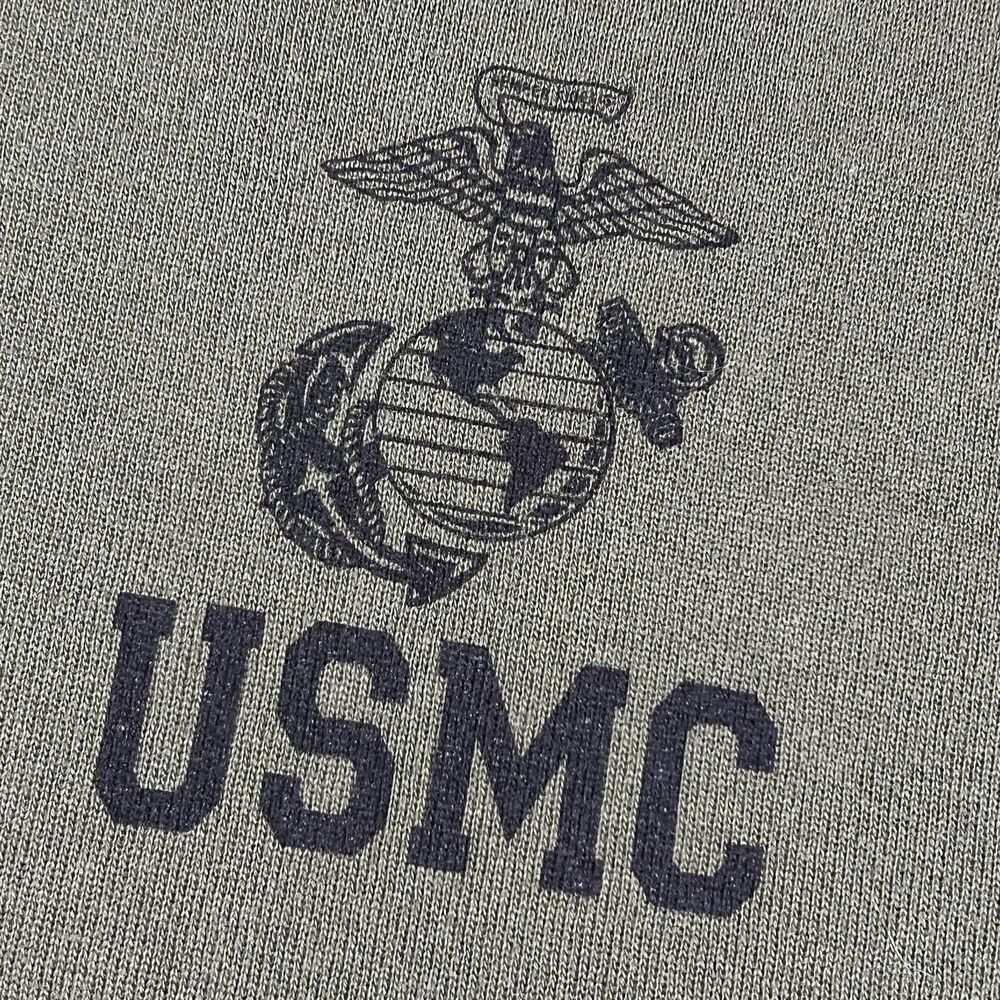 Vtg USMC Sweatshirt Mens Sz M Olive Green Made In USA Marine Corps Pullover - Picture 3 of 9